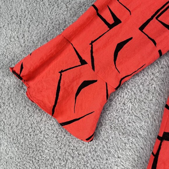 Ali Miles Artsy Long Sleeve Red & Black Button Down Bell Sleeve Top Sz Medium - Picture 6 of 7